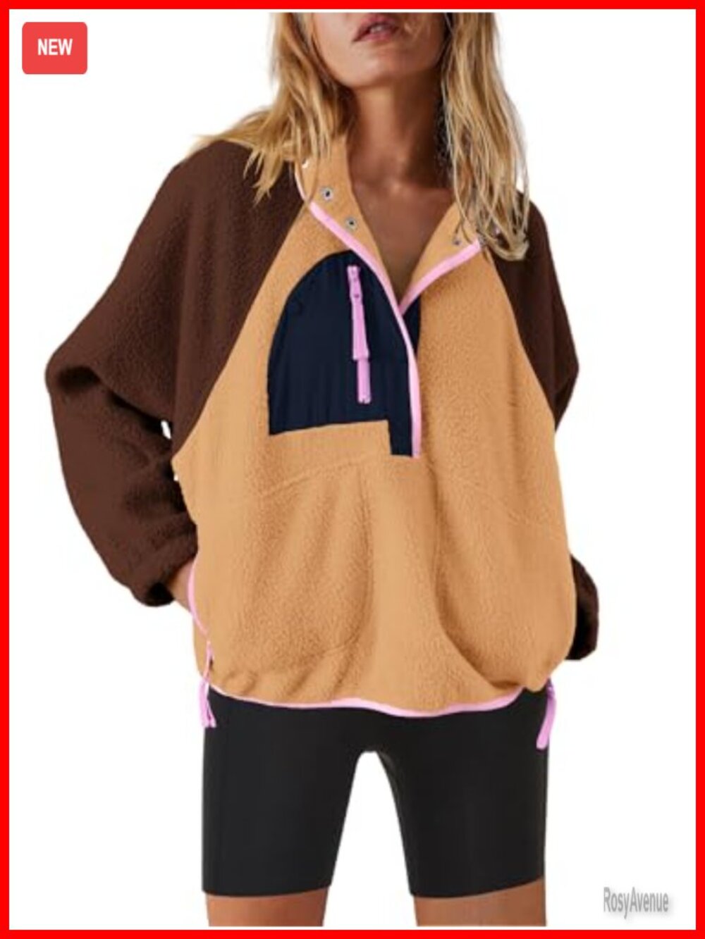 Fleece Pullover Quarter Zip Sherpa Jacket Fuzzy Sweatshirt Women's